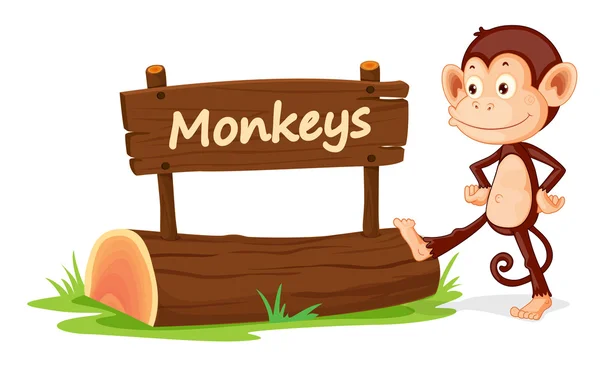 猴子和名称板 — 图库矢量图片