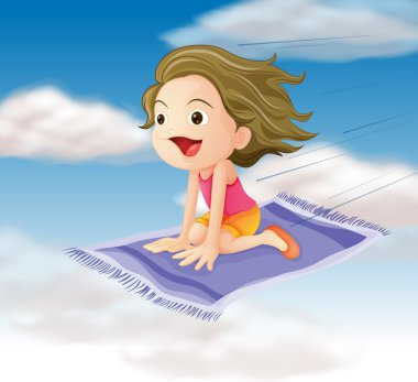 girl flying on mat clipart