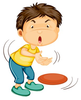 a boy playing disc clipart