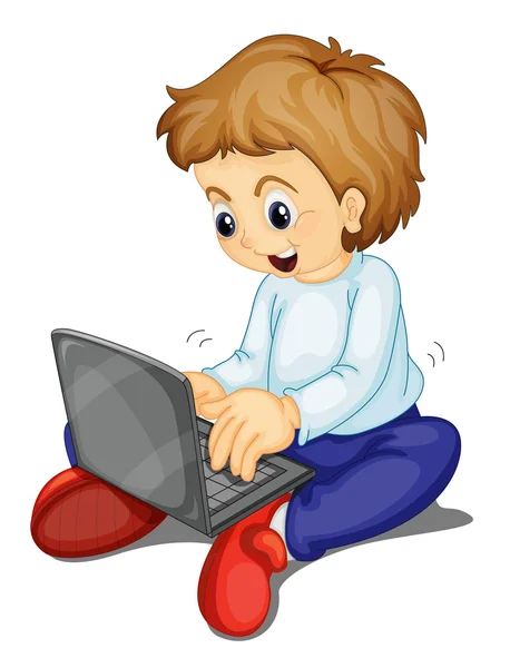 Chłopiec i laptopa — Wektor stockowy