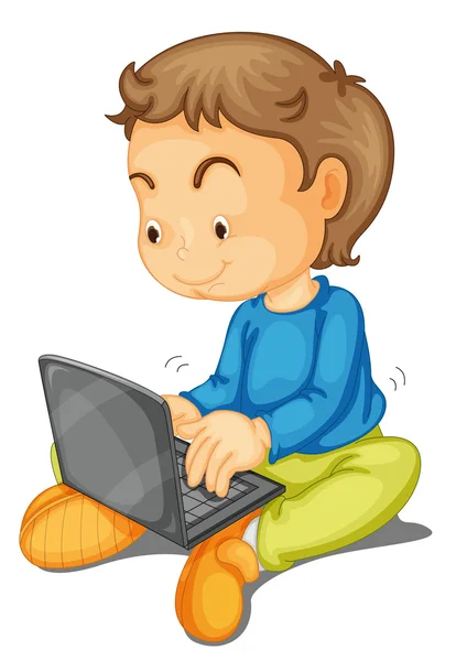 Ein Junge mit Laptop — Stockvektor