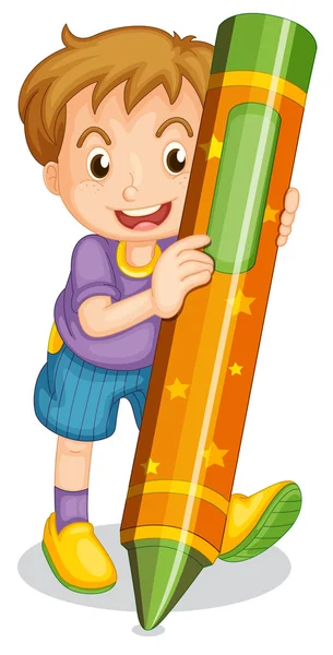 Egy fiú eszköztartási ceruzát — Stock Vector