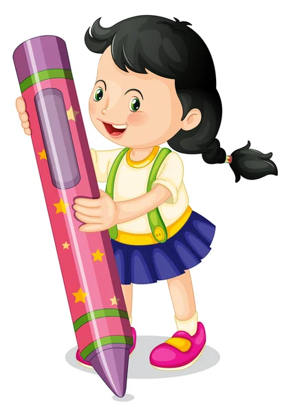 Egy lány eszköztartási ceruzát — Stock Vector