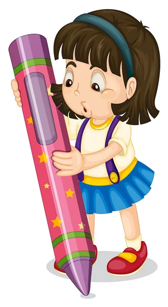 A girl holding pencil — Stock Vector