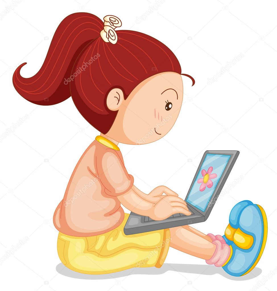a girl with laptop