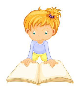 a girl reading book clipart