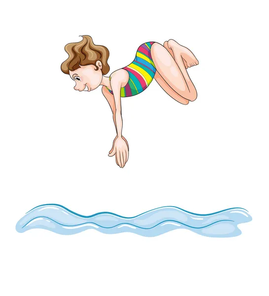 Ein Mädchen, das ins Wasser springt — Stockvektor