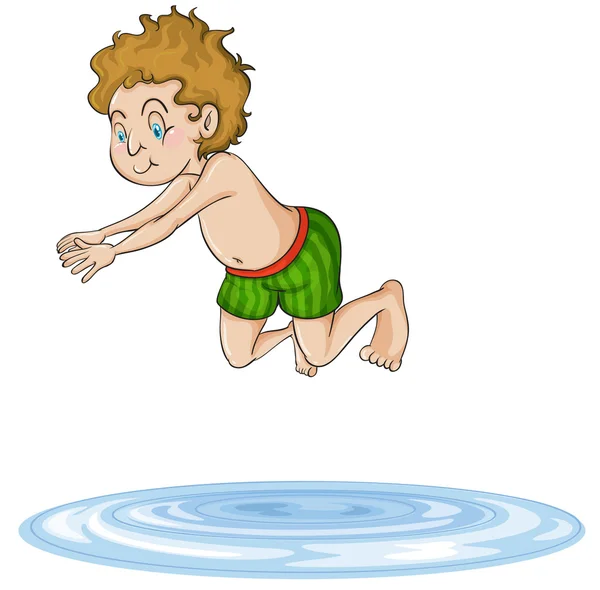 一个男孩跳入水中 — 图库矢量图片