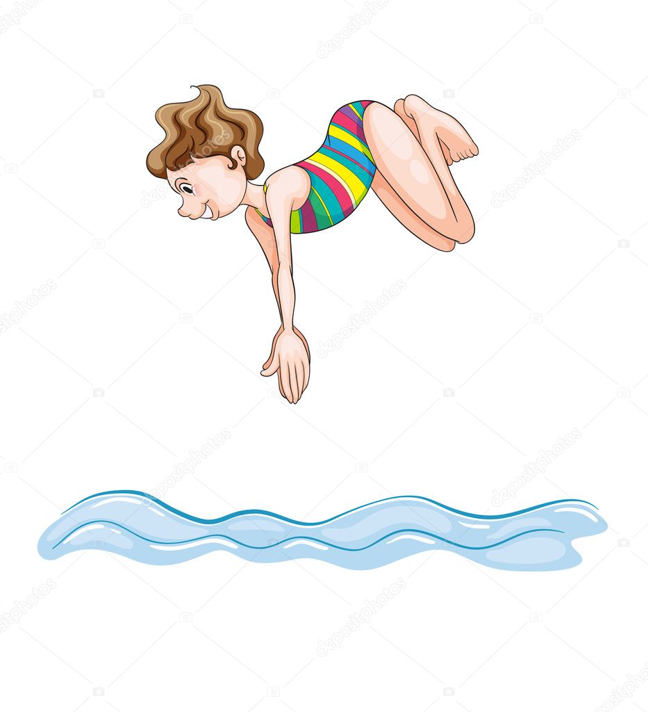 a girl diving into water