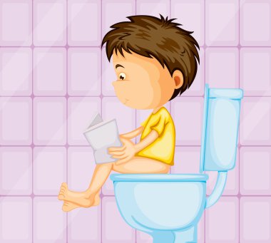 a boy sitting on commode clipart