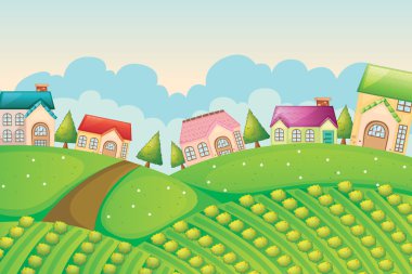 colony of houses in nature clipart