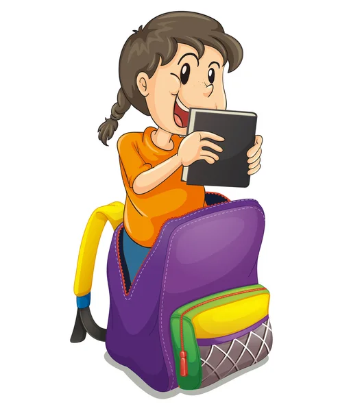 Bir kızın okul çantası — Stok Vektör
