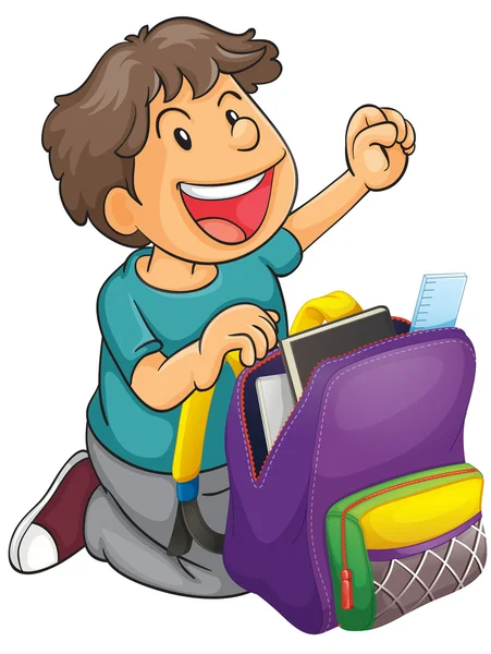 Ένα αγόρι με τη σχολική τσάντα — Διανυσματικό Αρχείο