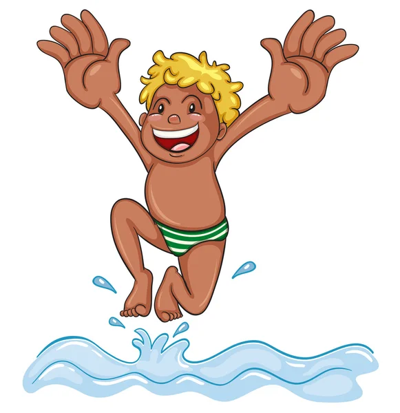 Ein Junge, der ins Wasser springt — Stockvektor