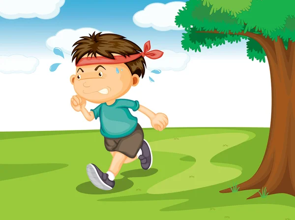 Un chico corriendo afuera — Archivo Imágenes Vectoriales