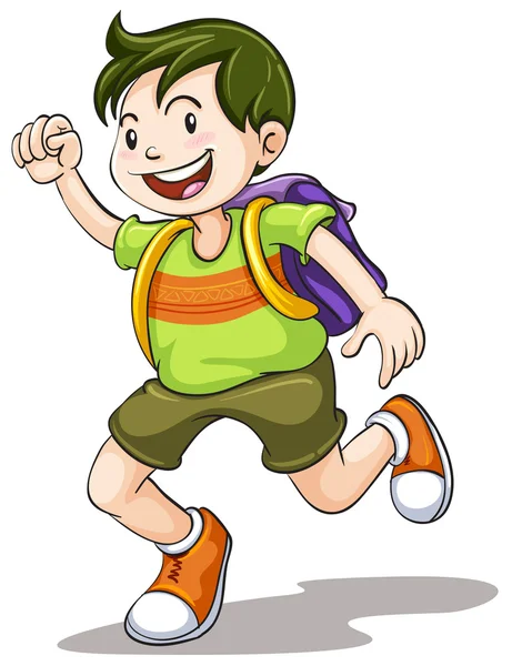 Um menino com saco escolar — Vetor de Stock