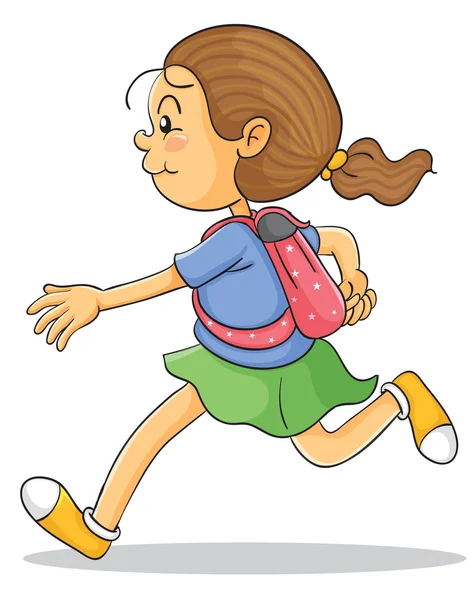 Bir kız ile okul çantası — Stok Vektör