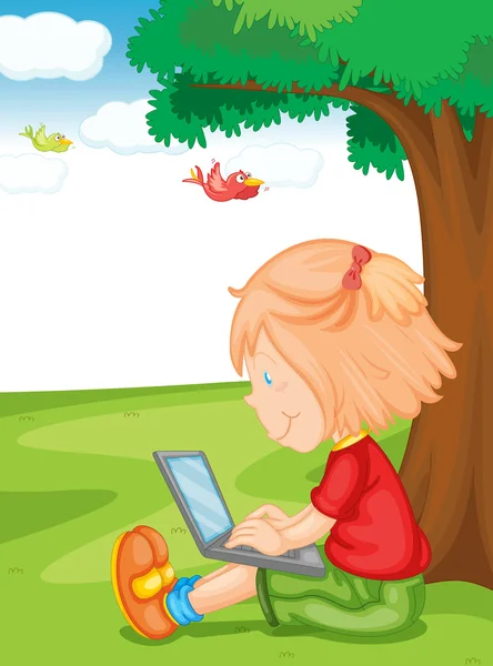 A girl and laptop Royalty Free Stock Illustrations