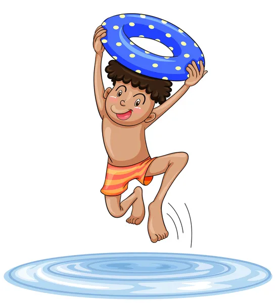 En pojke som dykning i vatten — Stock vektor