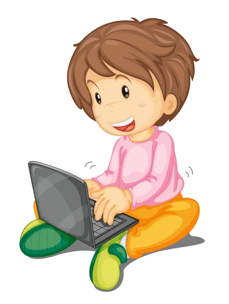 A girl and laptop — Stock Vector