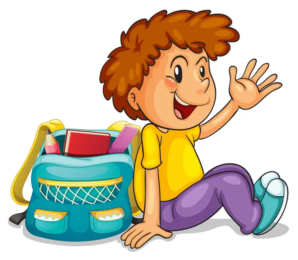 Un garçon avec un sac d'école — Image vectorielle