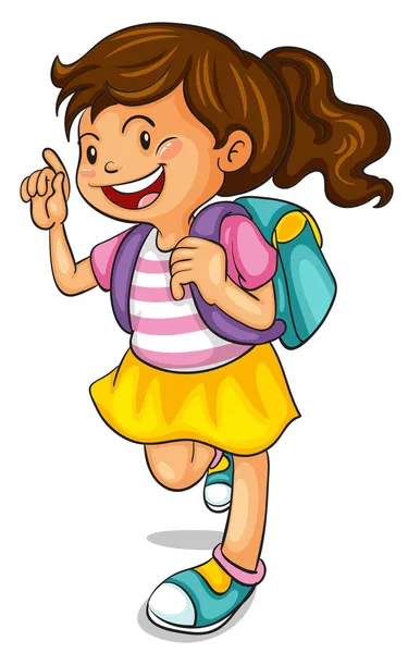 A girl with school bag — Stock Vector