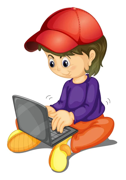 Une fille et un ordinateur portable — Image vectorielle