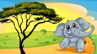 Elephant under a tree clipart