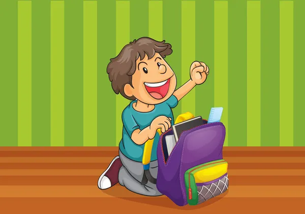 stock vector a boy with schoolbag