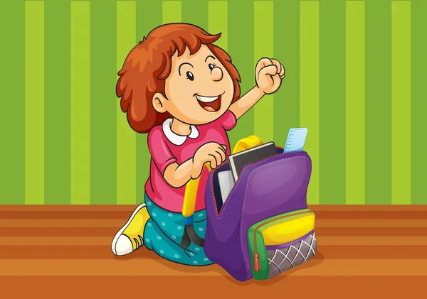 A girl with schoolbag — Stock Vector