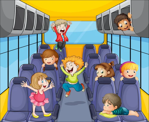 Kids in the bus — Stock Vector