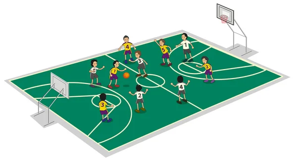 Garçons jouer au basket-ball — Image vectorielle