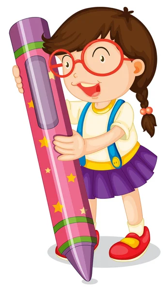 Ein Mädchen mit Bleistift — Stockvektor