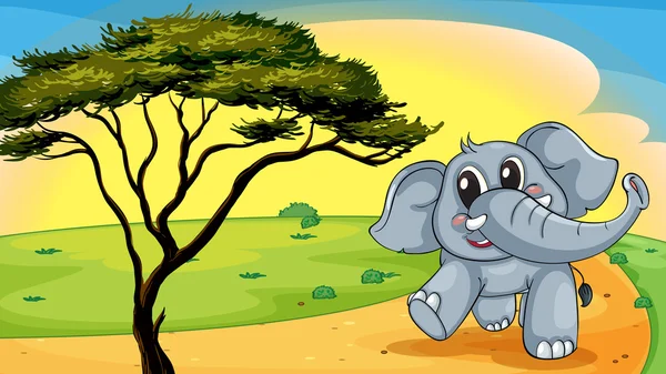 Слон під деревом — стоковий вектор
