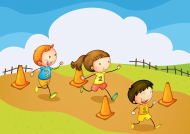 kids running clipart