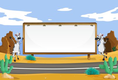 Zebra and white board clipart