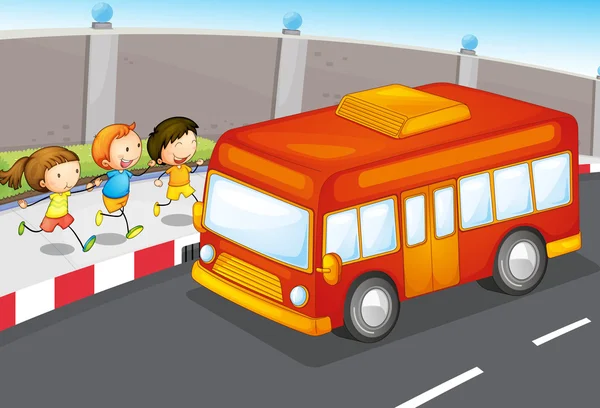 Niños y autobús — Archivo Imágenes Vectoriales