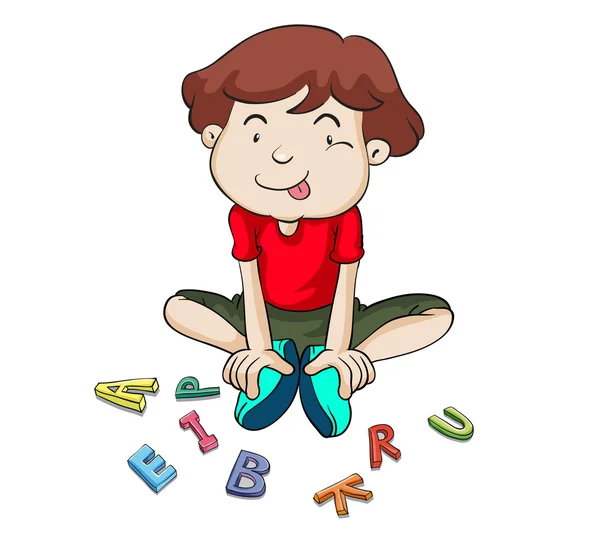 Alfabetos e menino — Vetor de Stock