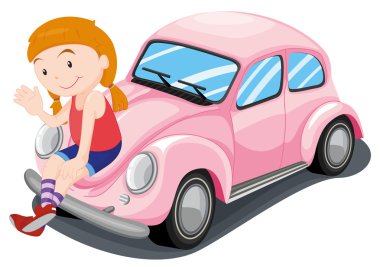 Girl and car clipart