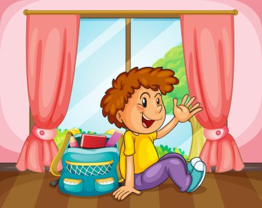 boy with a bag clipart