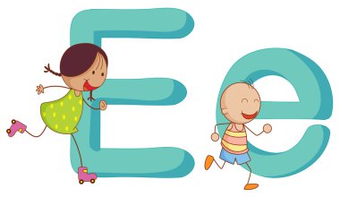 Kids in the letters series clipart