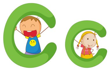 Kids in the letters series clipart
