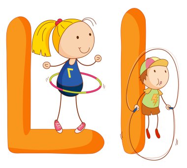 Kids in the letters series clipart