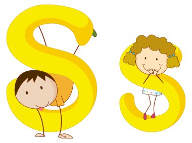 Kids in the letters series clipart