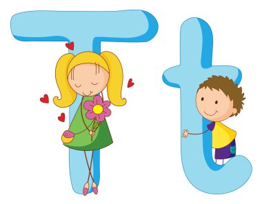 Kids in the letters series clipart