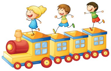 kids on train clipart