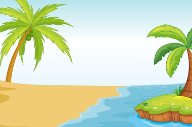 Palmand coconut tree on sea shore vector