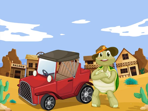 Черепаха и автомобиль — стоковый вектор