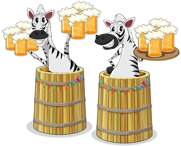 Zebra with beer jar — Stock Vector