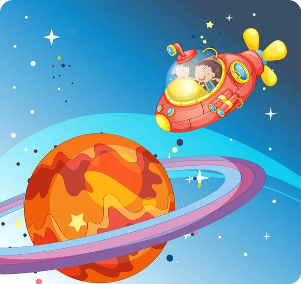 宇宙船および土星の子供たち — ストックベクタ
